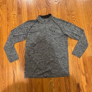 Under Armour Loose HeatGear gray and black marled quarter zip